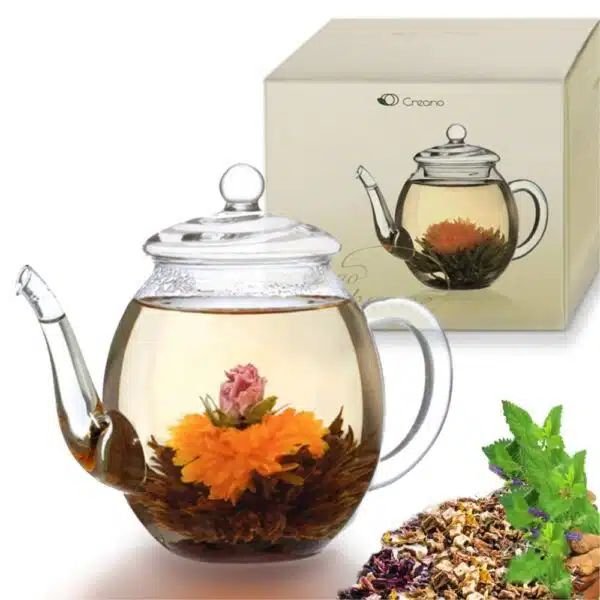 Glasteekanne 0,5 Liter für Teekugeln und Teeblumen